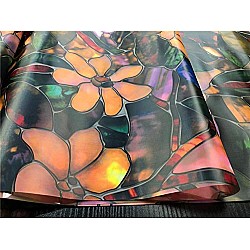 Folie geam vitrostatică autoadezivă, lucioasă, 45 x 300 cm, model floral