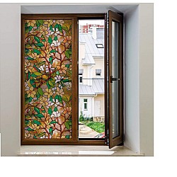 Folie geam vitrostatică autoadezivă, lucioasă, 45 x 300 cm, model floral