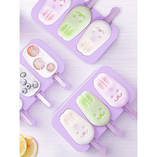 Set 3 forme din silicon pentru inghetata ,3 compartimente ,diverse modele