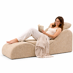 Fotoliu lounge premium cu 2 perne suport, 153x46x70 cm, design ergonomic pentru relaxare,crem
