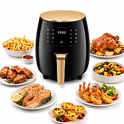 Friteuza cu aer cald Air Fryer 2400W, 6L, afisaj digital LCD, Touch Control