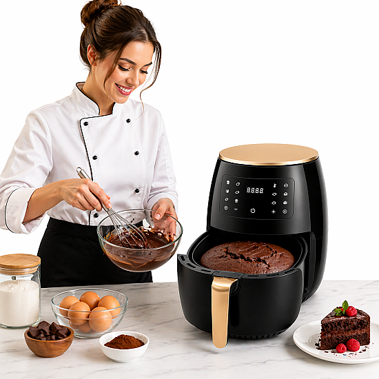 Friteuza cu aer cald Air Fryer 2400W, 6L, afisaj digital LCD, Touch Control