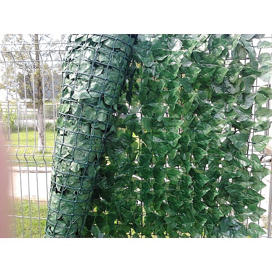 Gard artificial verde cu frunze, 250x100cm