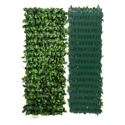 Gard artificial cu frunze verzi si floricele albe 160x100 cm , extindere pana la 40x230 cm