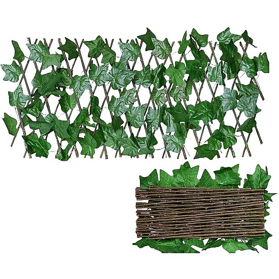 Gard lemn cu frunze artificiale 2,5 x1 m , vesnic verde, model iedera