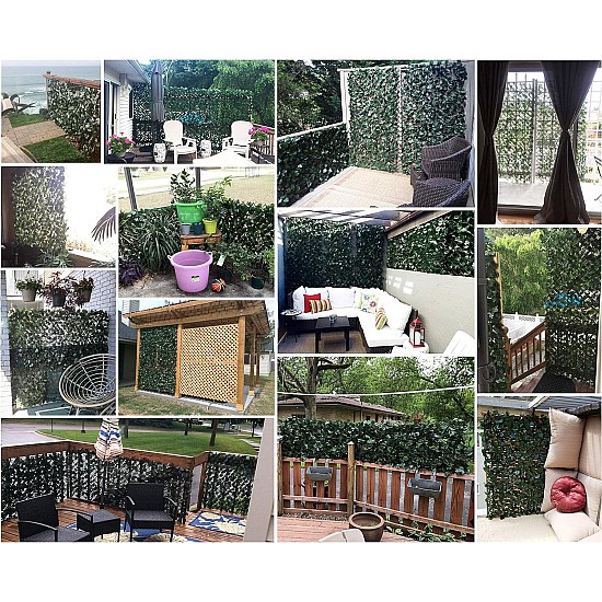Gard lemn cu frunze artificiale 2,5 x1 m , vesnic verde, model iedera