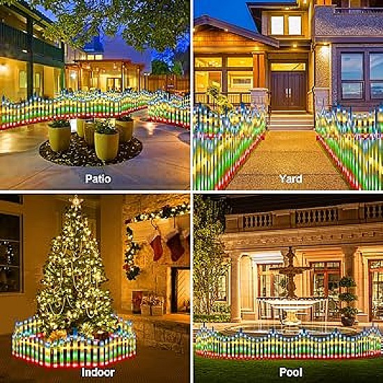 Gărduleț decorativ LED pentru exterior, interconectabil, 3 m, 160 LED-uri, multicolor