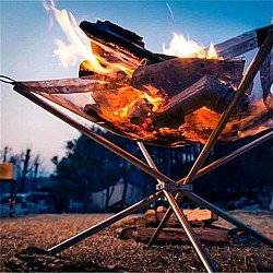 Gratar pentru camping pliabil cu plasa din otel inoxidabil
