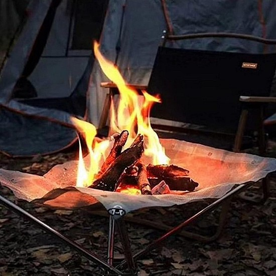 Gratar pentru camping pliabil cu plasa din otel inoxidabil