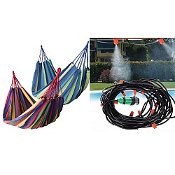 Pachet: Hamac cu sac de depozitare+ kit racit terasa 