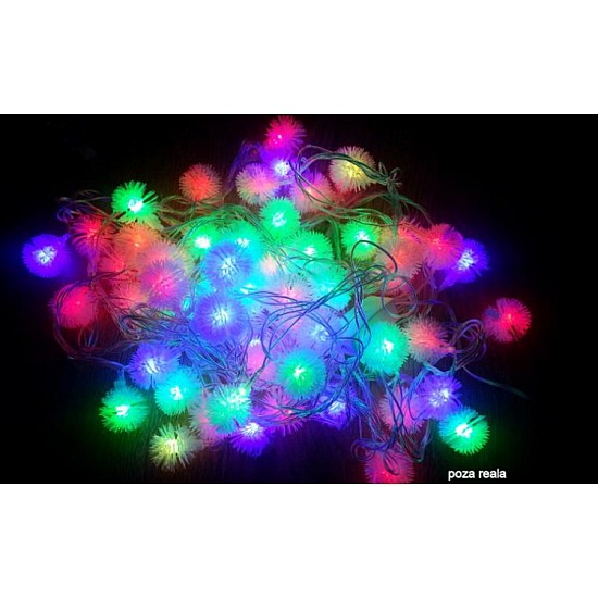 Pachet 2 instalatii 15 metri franjuri cu flash lumina alba si fir alb gros + 1 cadou instalatie brad 