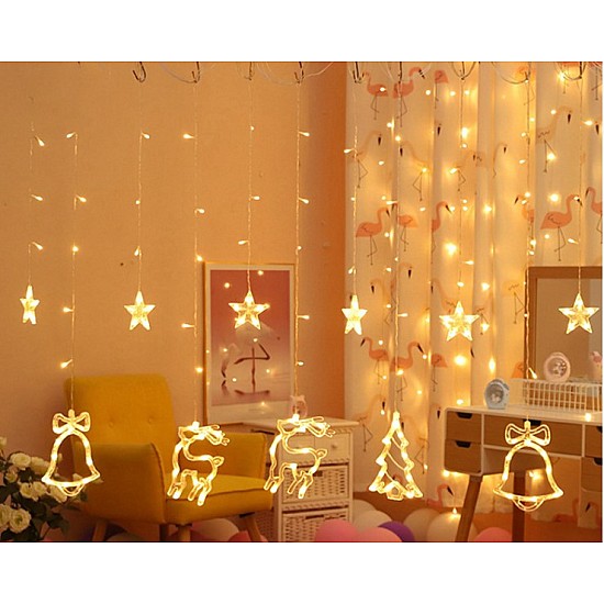 Instalație franjuri Luminoasă Ploaie 12 Figurine, LED alb cald, interior/exterior