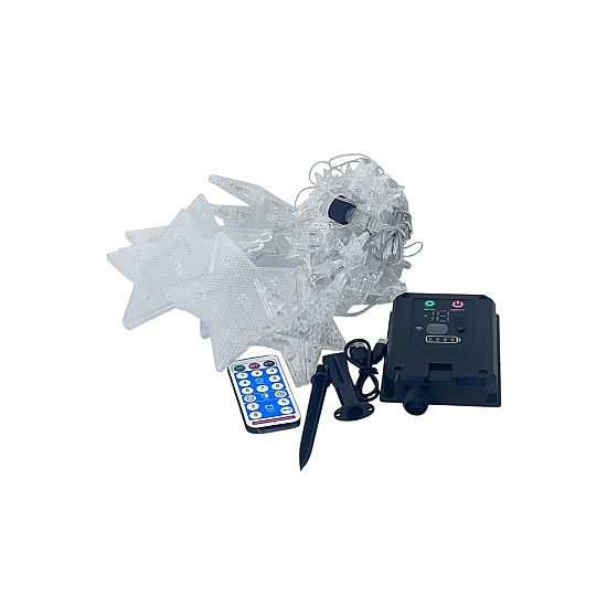 Instalație solara Stelute 3 m, 10 LED, cu telecomandă și acumulator, interior/exterior
