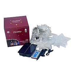 Instalație solara Stelute 3 m, 10 LED, cu telecomandă și acumulator, interior/exterior