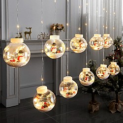 Instalație Globuri cu Moș Crăciun, 10 globuri LED, 2.5 m, interior/exterior