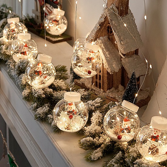 Instalație Globuri cu Moș Crăciun, 10 globuri LED, 2.5 m, interior/exterior