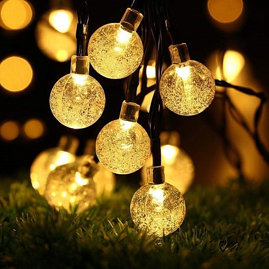 Instalație Solară 5 m, 30 LED globuri, exterior, diverse culori