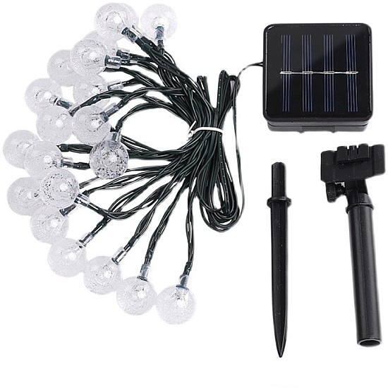 Instalație Solară 5 m, 30 LED globuri, exterior, diverse culori