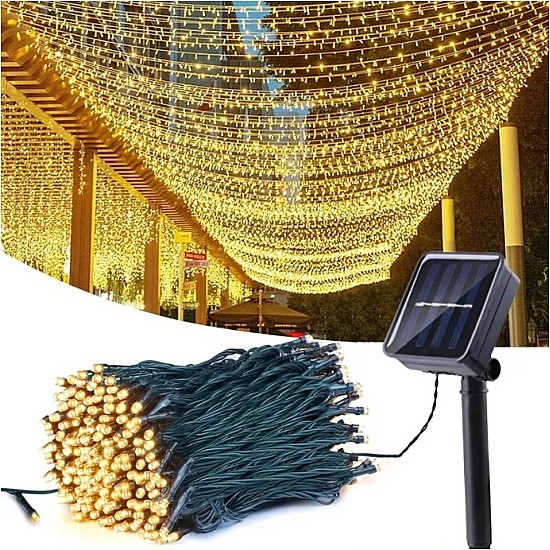 Instalație Solară 60 m, LED diverse culori, cu telecomandă, exterior rezistent