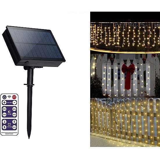 Instalație Solară 12 m, 300 LED diverse culori, model franjuri, exterior