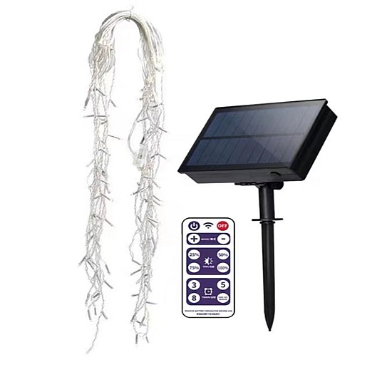 Instalație Solară 12 m, 300 LED diverse culori, model franjuri, exterior