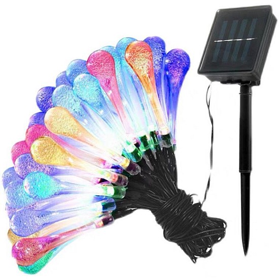 Instalație Solară 5 m, 30 LED globuri cristal, lumina colorată, exterior