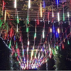 Instalație Ploaie de Meteorți, 8 tuburi × 50 cm, interconectabilă, LED diverse culori