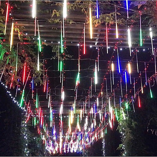 Instalație Ploaie de Meteorți, 8 tuburi × 50 cm, interconectabilă, LED diverse culori