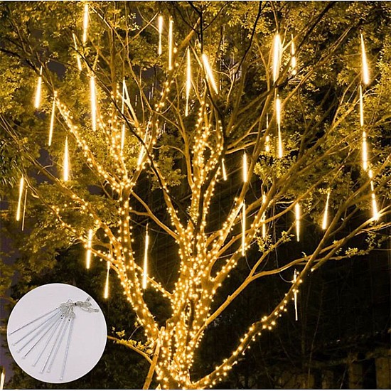 Instalație Ploaie de Meteorți, 8 tuburi × 50 cm, interconectabilă, LED diverse culori