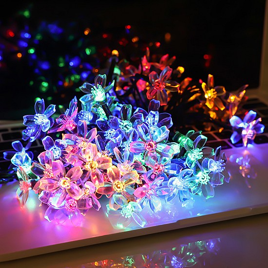 Set 2 Instalatii cu incarcare solara 50 led , flori  diverse culori