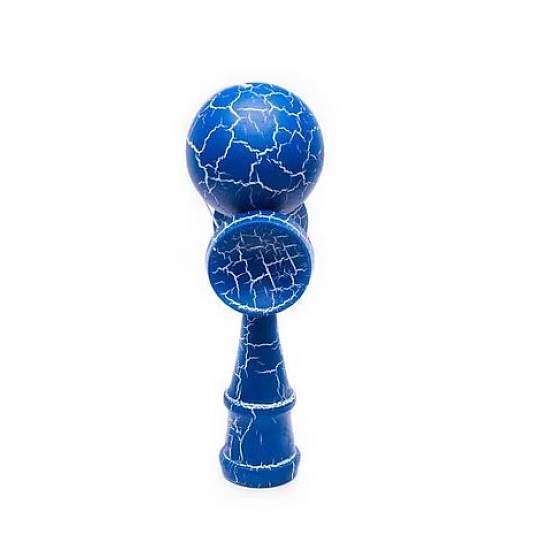 Kendama profesionala din lemn 18 cm culoare albastru/alb