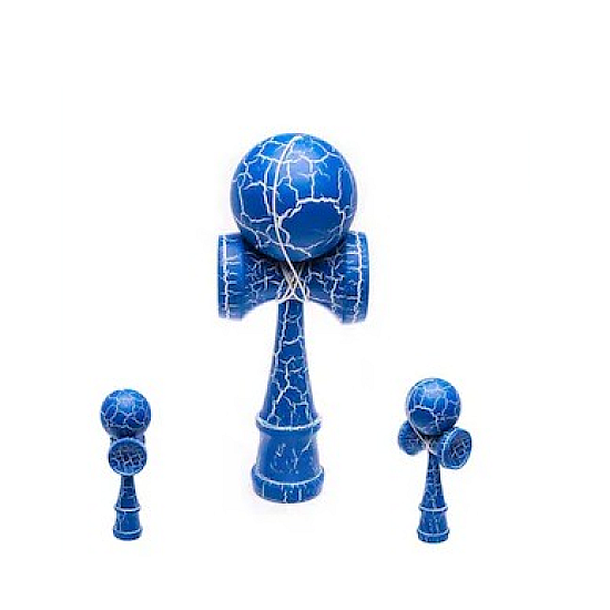 Kendama profesionala din lemn 18 cm culoare albastru/alb