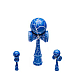 Kendama profesionala din lemn 18 cm culoare albastru/alb