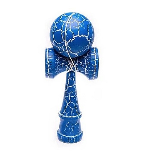 Kendama profesionala din lemn 18 cm culoare albastru/alb