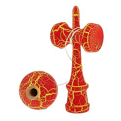 Kendama profesionala din lemn 18 cm culoare rosu/galben