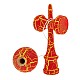 Kendama profesionala din lemn 18 cm culoare rosu/galben