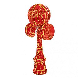 Kendama profesionala din lemn 18 cm culoare rosu/galben