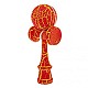 Kendama profesionala din lemn 18 cm culoare rosu/galben