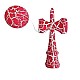 Kendama profesionala din lemn 18 cm culoare roz/alb