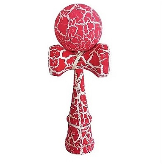 Kendama profesionala din lemn 18 cm culoare roz/alb