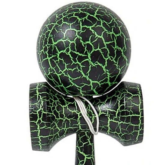 Kendama profesionala din lemn 18 cm culoare verde/negru