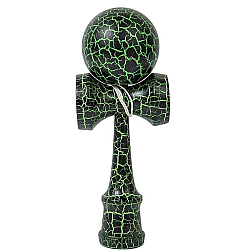 Kendama profesionala din lemn 18 cm culoare verde/negru