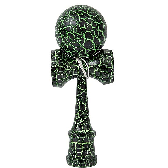 Kendama profesionala din lemn 18 cm culoare verde/negru