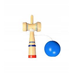 Kendama profesionala din lemn 21 cm, bila albastra
