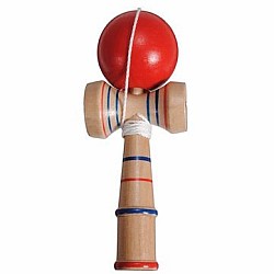 Kendama profesionala din lemn 21 cm, bila rosie