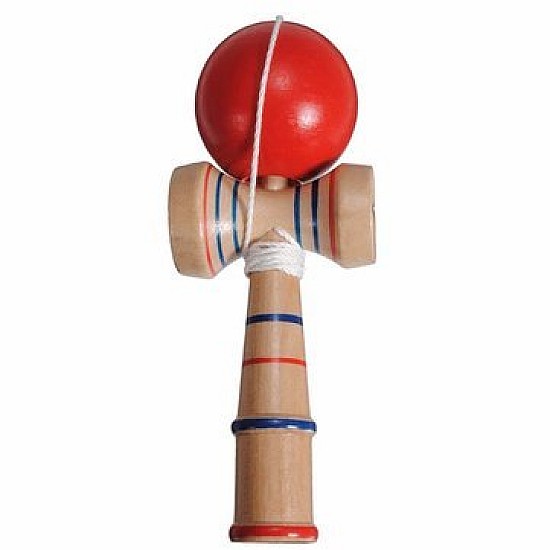 Kendama profesionala din lemn 21 cm, bila rosie