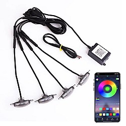 Kit 6 lumini ambientale auto grila RGB 12V