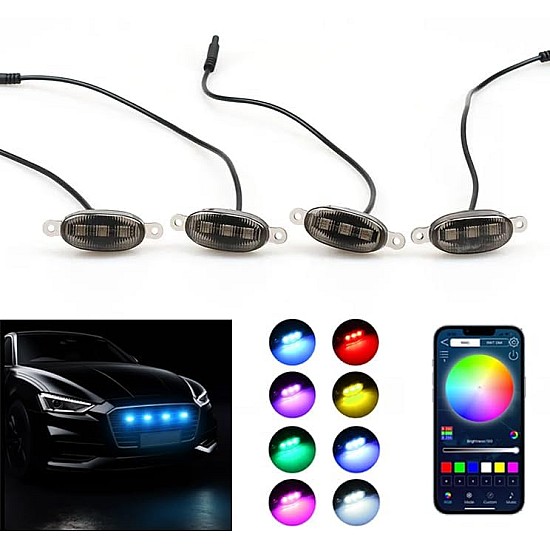 Kit 6 lumini ambientale auto grila RGB 12V