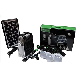Kit camping panou solar GDLITE GD-7, 3 becuri, lanterna inclusa + usb incarcare