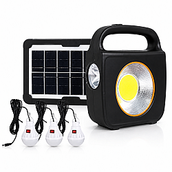 Kit CC022-1 Panou Solar cu Lanterna si 3 Becuri, 100W – Sistem Portabil de Iluminare cu Energie Solara